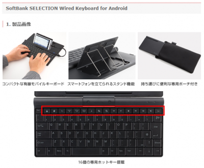 有線モバイルキーボード